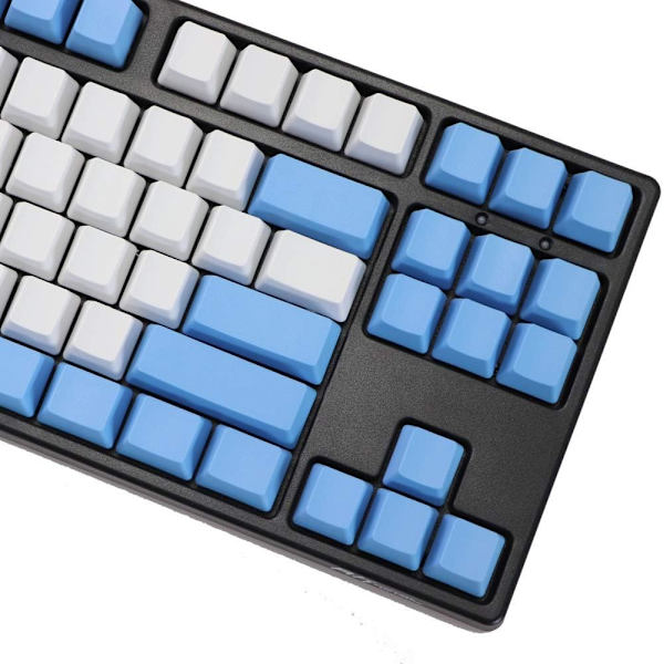 Tomma 87 nycklar Layout Tjock PBT Keycap Vit Blå Regndroppe Färgmatchande Keycaps (Färg: 87 KEY lägg till ISO)