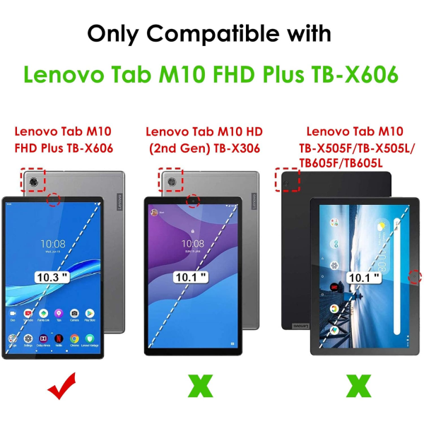 Lenovo Tab M10 Plus 10.3 Smart Case - Smal lätt cover för Lenovo Tab M10 FHD Plus (2:a generationen) TB-X606F 10.3