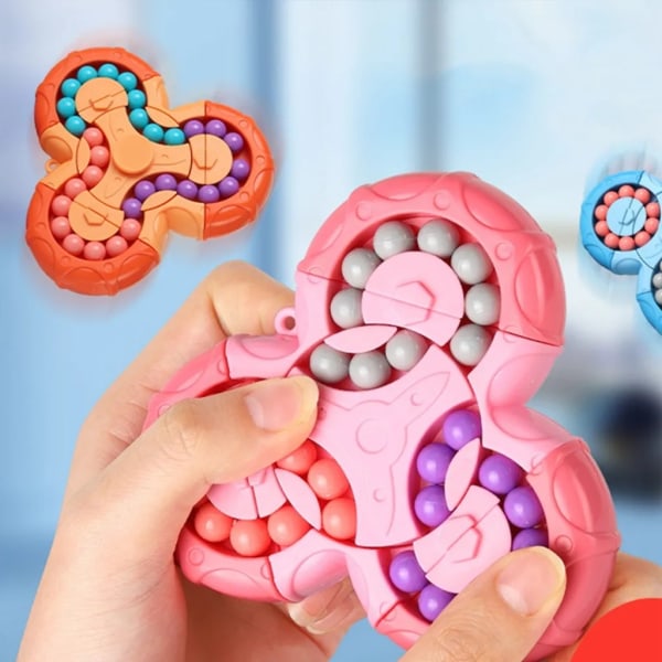 IQ-spel Rubik's Cube Toy, Spin Finger 3D-pussel, Fidget Spinner, Rubik's Cube Puzzle, Six-Side Spinning Top Magic Bean rosa