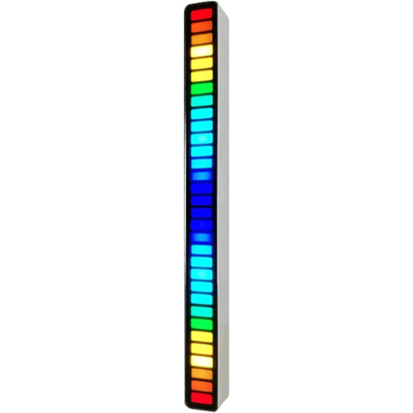 Solnedgångslampa Black Shell RGB Röstaktiverad Pickup Rhythm Light med bas, aluminiumlegering 32 LED-bitar musiknivåindikator för självmedia