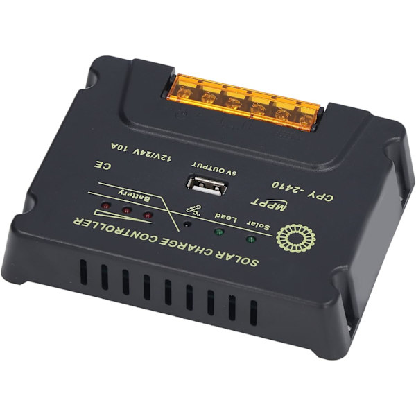 MPPT Solar Charge Controller, 10A Solar Panel Charge Controller med USB port, 12V/24V Solar Charge Controller (CPY-2410)