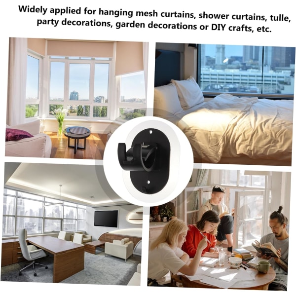 2st Sticky Hook Ingen stansning Självhäftande krokhållare Duschgardinklämma Hängande fäste Plast spikfri stång Gardinram tvärstång spikfri gardin