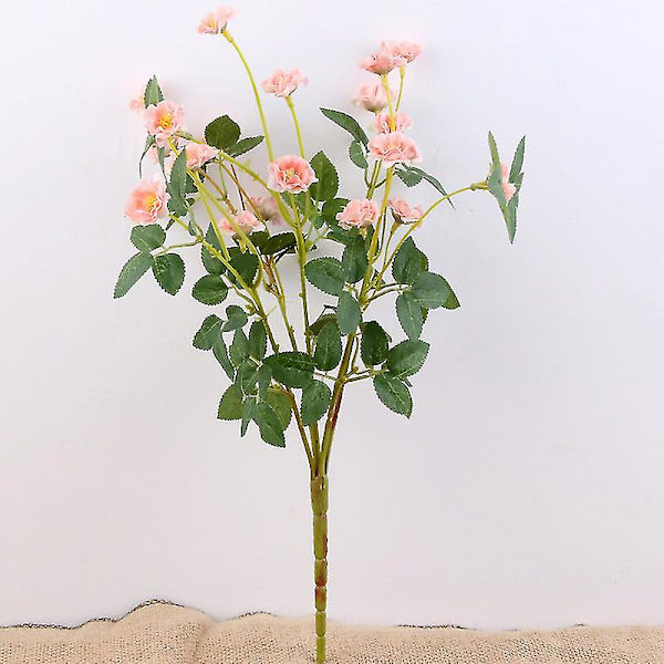 5 st 14'' sidenrosa konstgjorda blombukett 5 stjälkar bröllopshemdekorationer