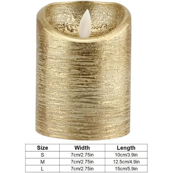 LED Flameless Candles Light, Gold Swinging Flame Electric Candle Lights, Batteridrivet rökfritt LED värmeljus för heminredning,