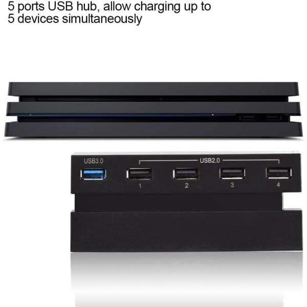 USB Hub för PS4 USB Hub för PS4-konsol Abs Black High Speed ​​5 Ports USB Hub 2.0 3.0 Expansion Hub Controller Adapter för Ps4-spelkonsol