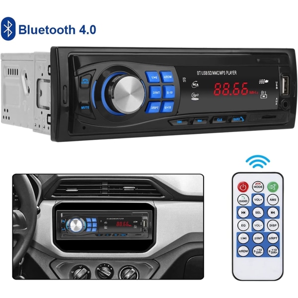 Biladapter 1 DIN Bilradio Bluetooth FM Stero Radio USB SD AUX Audio Player Bilelektronik In-Dash Autoradio 12Pin Bilradiospelare