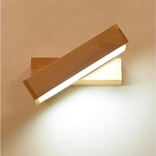 Modern vägglampa LED inomhus vägglampa varmvit trä vägglampa vägglampa 360° roterbar vägglampa