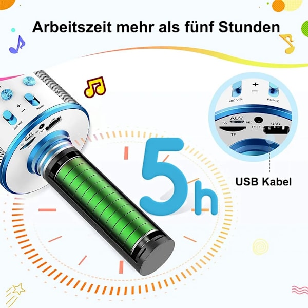 Professionell Bluetooth Karaoke Mikrofon Trådlös Högtalare Trelagers Automatisk Brusreducering KTV Musikspelare Mikrofon Inspelning blå