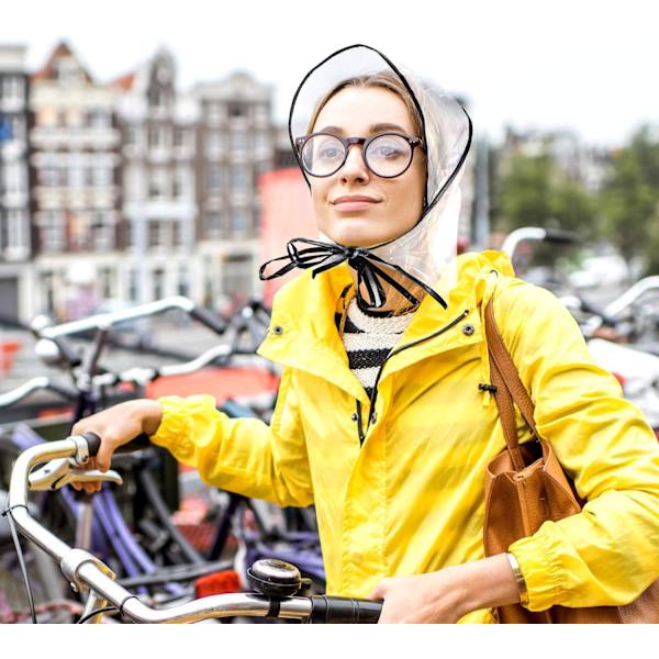 6 delar regnhuv med visir Klar vattentät regnscarf Regnmössor i plast för kvinnor Dam Regnkläder Black Edge One Size Black Edge One Size