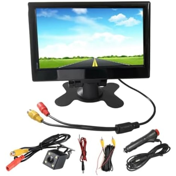 12V-24V 7-TFT-LCD-HD-skärm med en 4-LED-ljuskamera för åkkamera med automatisk CCTV, elektroniska tillbehör för bilar 4LED-ljus