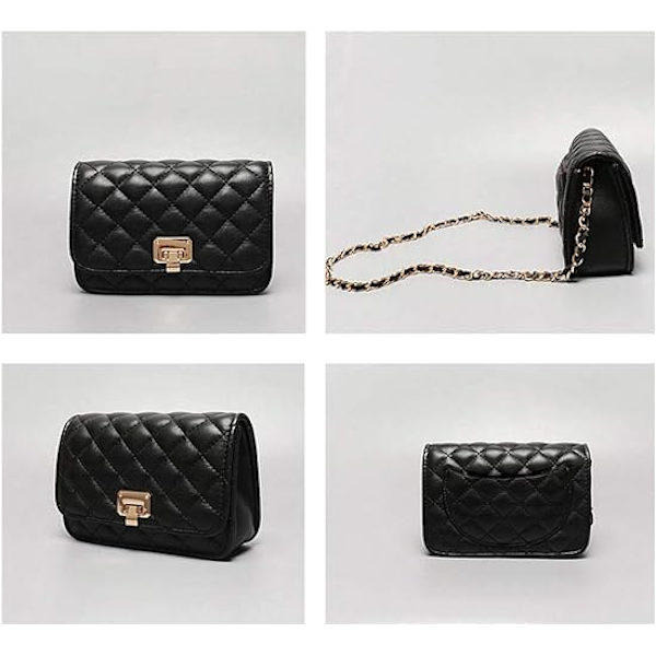 Crossbody-väska i läder för kvinnor Modeclutch-handväska Quiltad Designer Crossbody-väska med kedjerem
