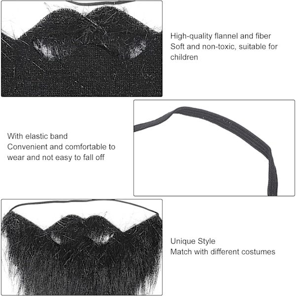 Fake Skägg Skägg Styling Verktyg Män Fake Skägg Svart Rolig Lång Mustasch Skägg Kostym För Fest C-Hul Halloween Falsk Skägg Vuxen Realistisk