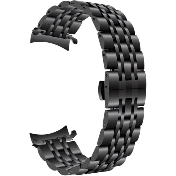 För Galaxy Watch 46 mm/Gear S3-rem, 22 mm band i rostfritt stål med böjd ände med fjärilsspänne 46 mm