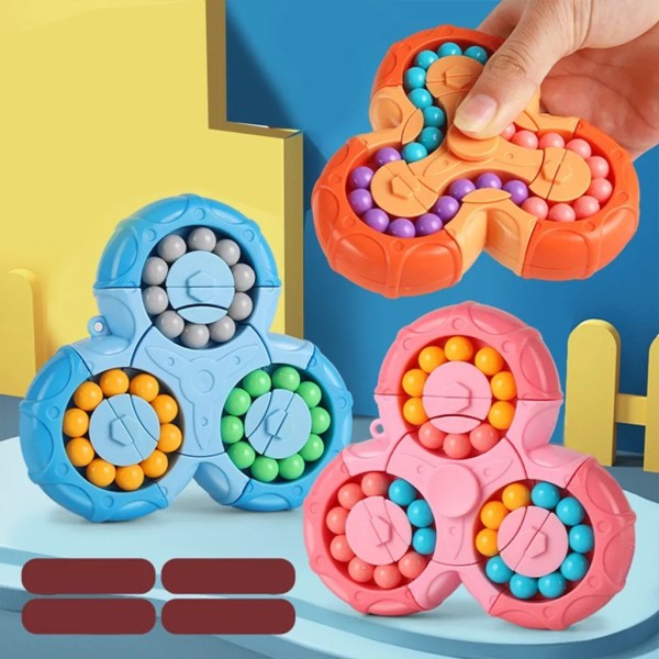 IQ-spel Rubik's Cube Toy, Spin Finger 3D-pussel, Fidget Spinner, Rubik's Cube Puzzle, Six-Side Spinning Top Magic Bean rosa