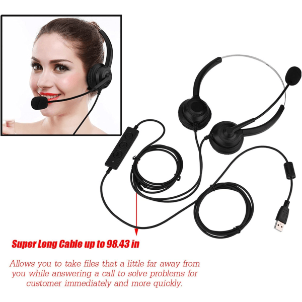 USB Headset Funktion Call Center USB Headset Brusreducerande USB Call Center Headset med mikrofon USB hörlurar