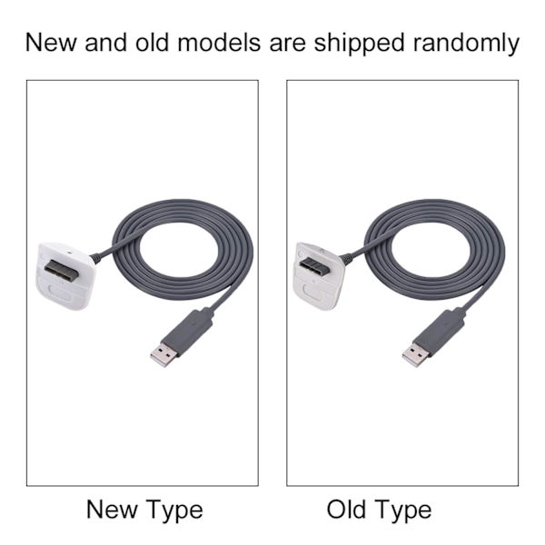 Laddningskabel Pure Copper USB -laddare för Microsoft för Xbox 360 trådlös handkontroll USB -laddare Snabbladdningskabel (Vit) (Vit)