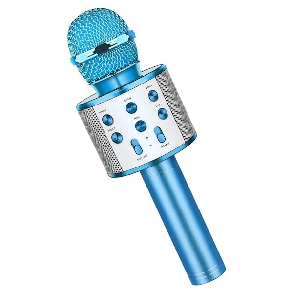Professionell Bluetooth Karaoke Mikrofon Trådlös Högtalare Trelagers Automatisk Brusreducering KTV Musikspelare Mikrofon Inspelning blå