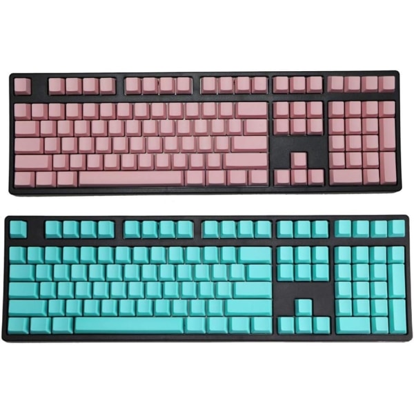 Printed 108 nycklar Blå Rosa Profil Tjocka Pbt-tangentkapslar för Wried USB Mekaniskt speltangentbord Iso Keycap (axelkropp: 87 nycklar, färg