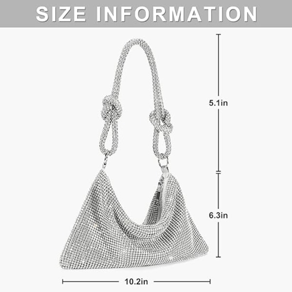 Rhinestone-vesker for kvinner - Stilig og glitrende kveldsveske silver