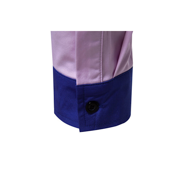 Miesten lippallinen liikepaita, väriblokkikuvio Blue XL