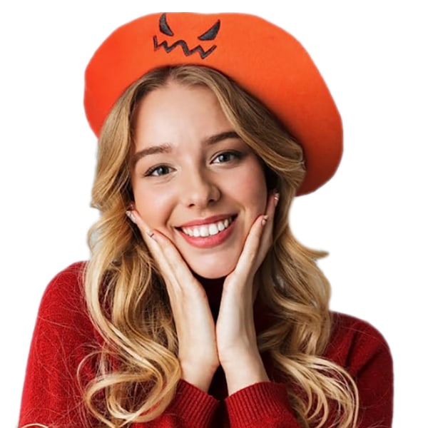 Halloween pumpa basker Söt kvinnor Cap varm hatt beige