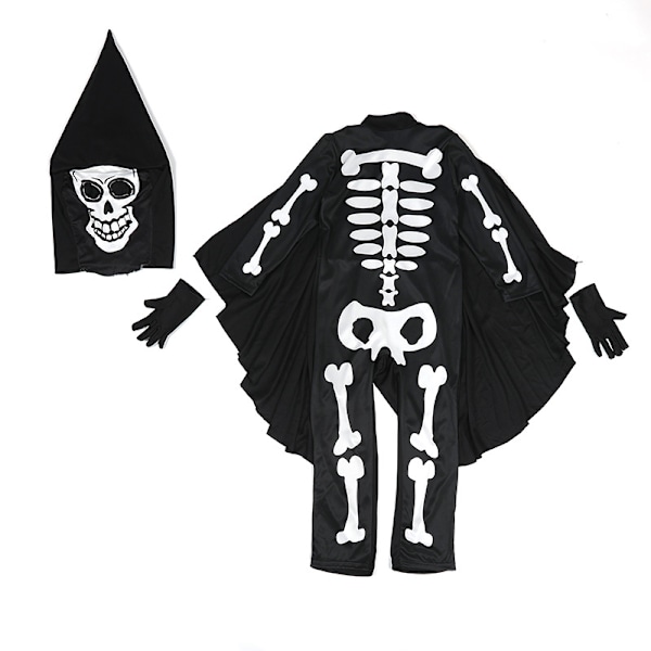 Halloween Skelettdräkter för Flickor och Pojkar Black L