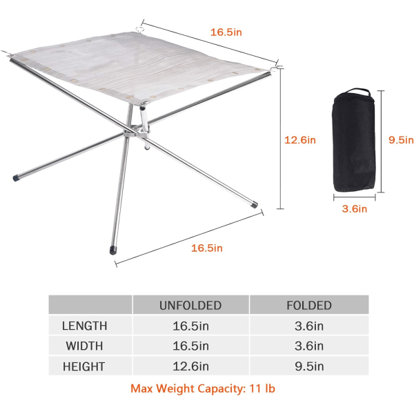 Bärbar Eldstad för Camping, 16,5 Tum 16IN