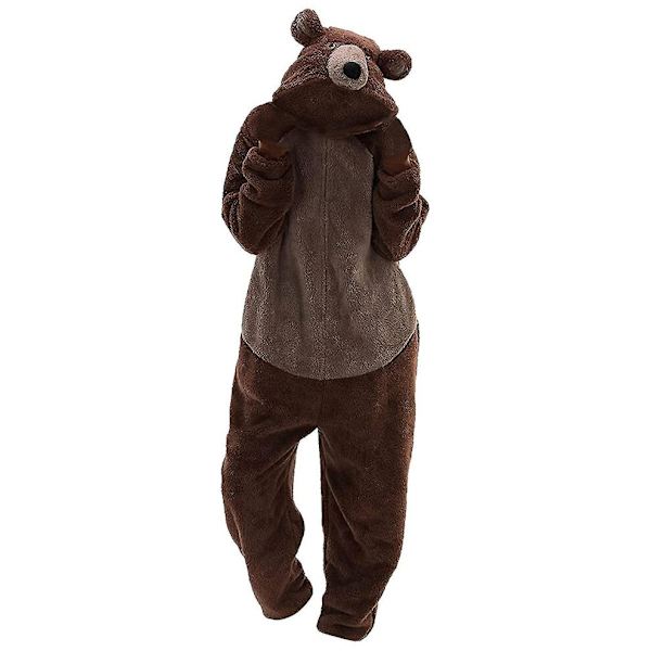 Unisex Vuxen Sovkläder med Fickor Lösa Tjocka Pyjamas Brown M