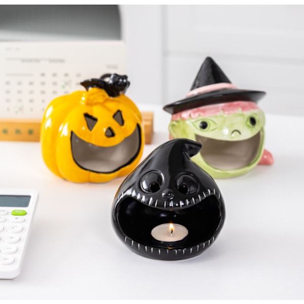 Halloween Spöklykta Ornament Keramisk Spök Ljusstake Witch