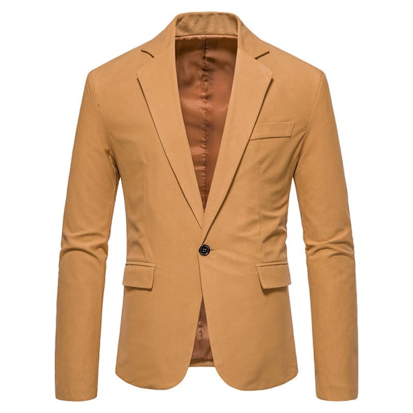 Herr Blazer Två Knappar Slim Fit Blazer Jacka Khaki L