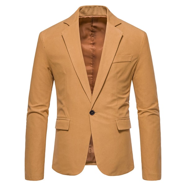 Miesten Blazer, Kaksipainikkeinen Slim Fit -Blazertakki Khaki XL