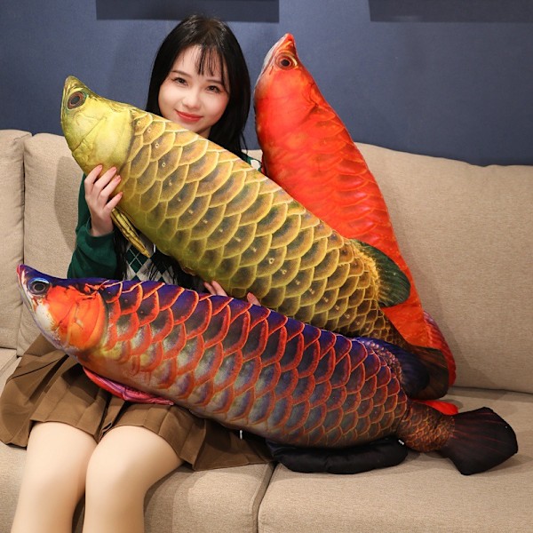 Jättelik Simulerad Fisk Plyschleksak, Mjuk Fisk Dekorationskudde Q5 80cm