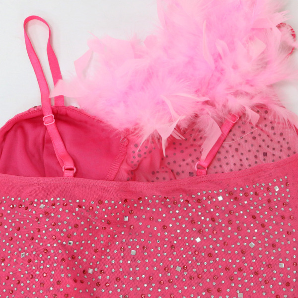 Sexy Mesh Rhinestone Kjole til Kvinder med Hot Drilling Pink XL