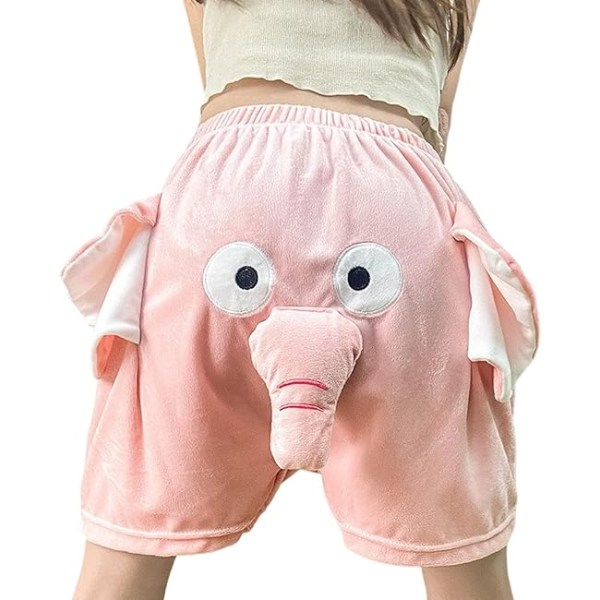 Roliga elefantshorts, söta och nya elefantelefantkorta pyjamasbyxor Pink L