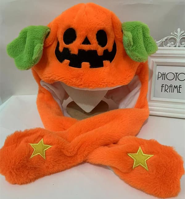 Ear Moving Jumping Hat Rolig Plysch Ghost Hat Unisex orange