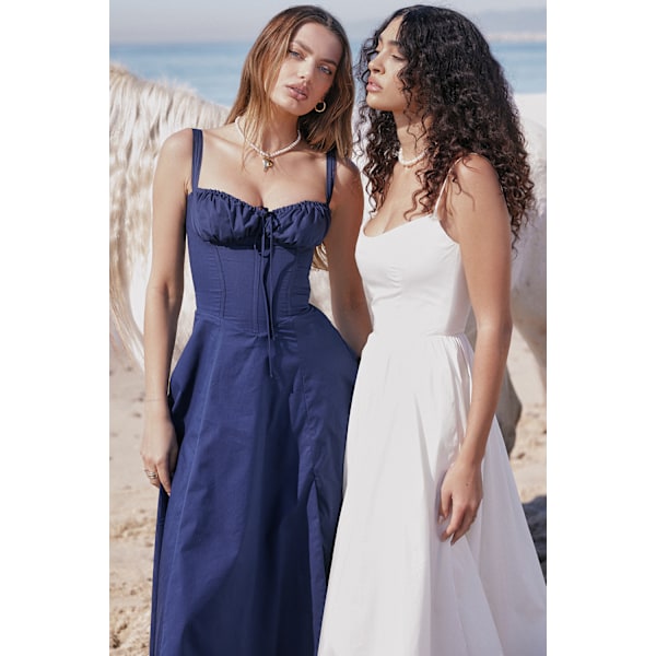 Dam Summer Grimma Smocked Maxiklänning Slit Grimma Klänningar navy L