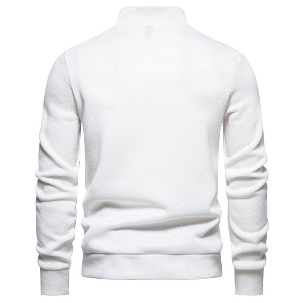 Høyhalset strikket genser for menn, løs og avslappet White XL