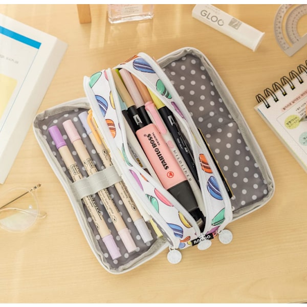 Case Stor kapacitet 3 fack Canvas pennfodral white