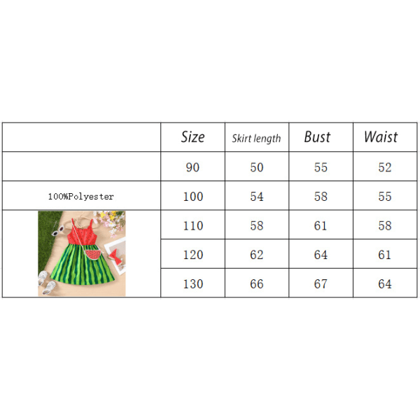 Pige sommerferie stil trend vandmelon trykt kjole med taske 130cm