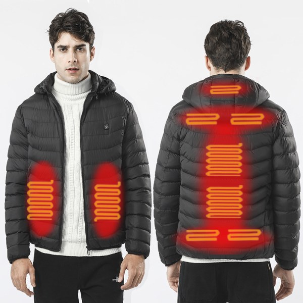 Oppvarmede jakker for menn Oppvarmede vinterjakker hettegenser XL