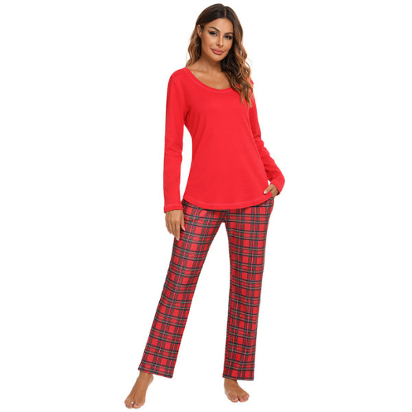 Rutig set för kvinnor Warm Pjs Set red XL