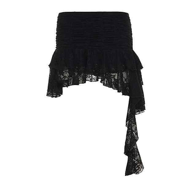 Dame Y2K Blonde Miniskjørt Lavt Liv Plissert Ruffle Korte Skjørt black L