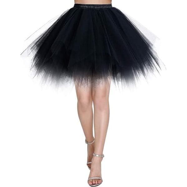 Tutu-kjol i tyll för kvinnor, 1950-tals vintage balett Tutu Fluffy underkjol Black M