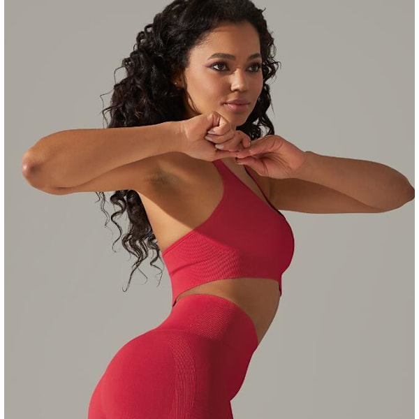Solid Färgad Stretch Yoga Kläder Red M
