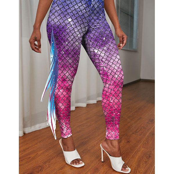 Sjöjungfru Leggings för Kvinnor Fiskfjäll Leggings Style 1 XL