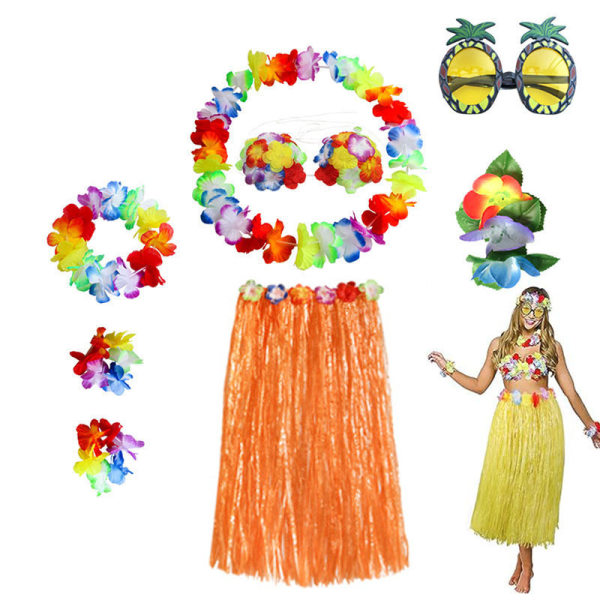 8-pack Hulakjol Kostymset för Hawaii Luau-fest orange 80cm