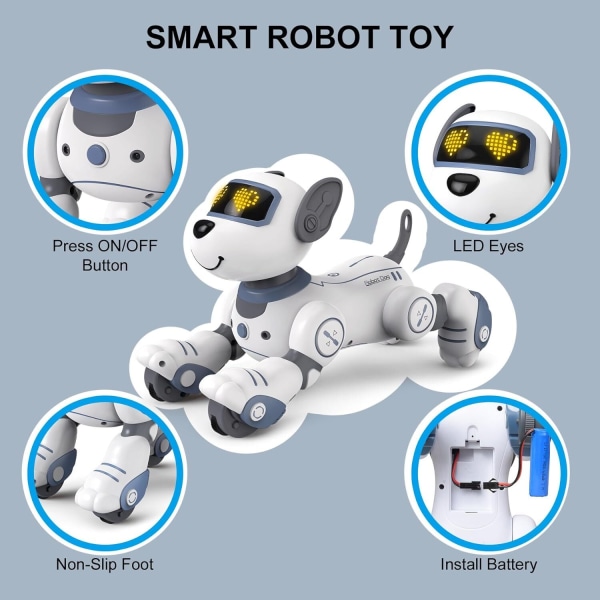 Fjernstyret Robot Hund, RC Interaktiv Intelligent Gående Dansende Robot Legetøj GRAY