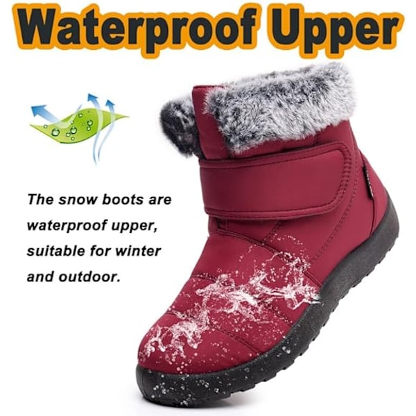 Damskor Snöskor Vinter Pälsfodrade Ankelboots Red 41