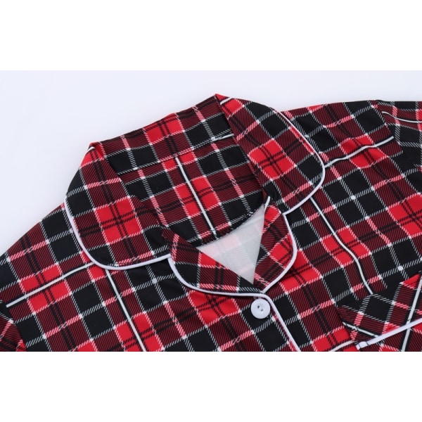 Melkesilke Langarmet Dame Plaid Skjorte Pyjamas Red 1 L