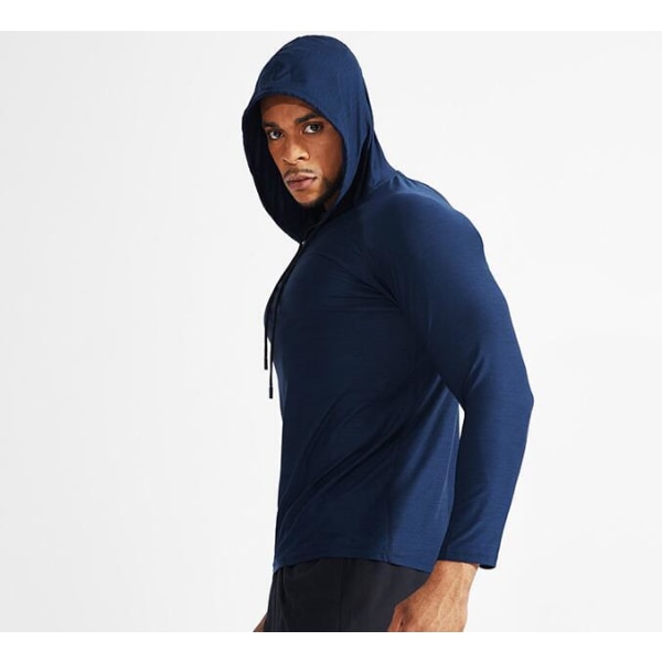 Långärmad Dry Fit Athletic Workout Löpartröjor för män Navy blue XL